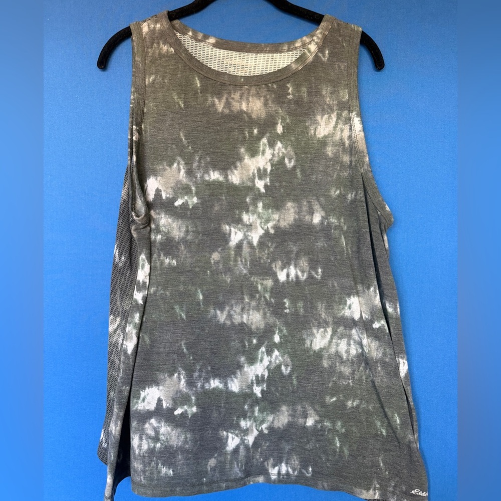 Eddie Bauer Women's Gray Tie-Dye Mesh-Back Tank Top